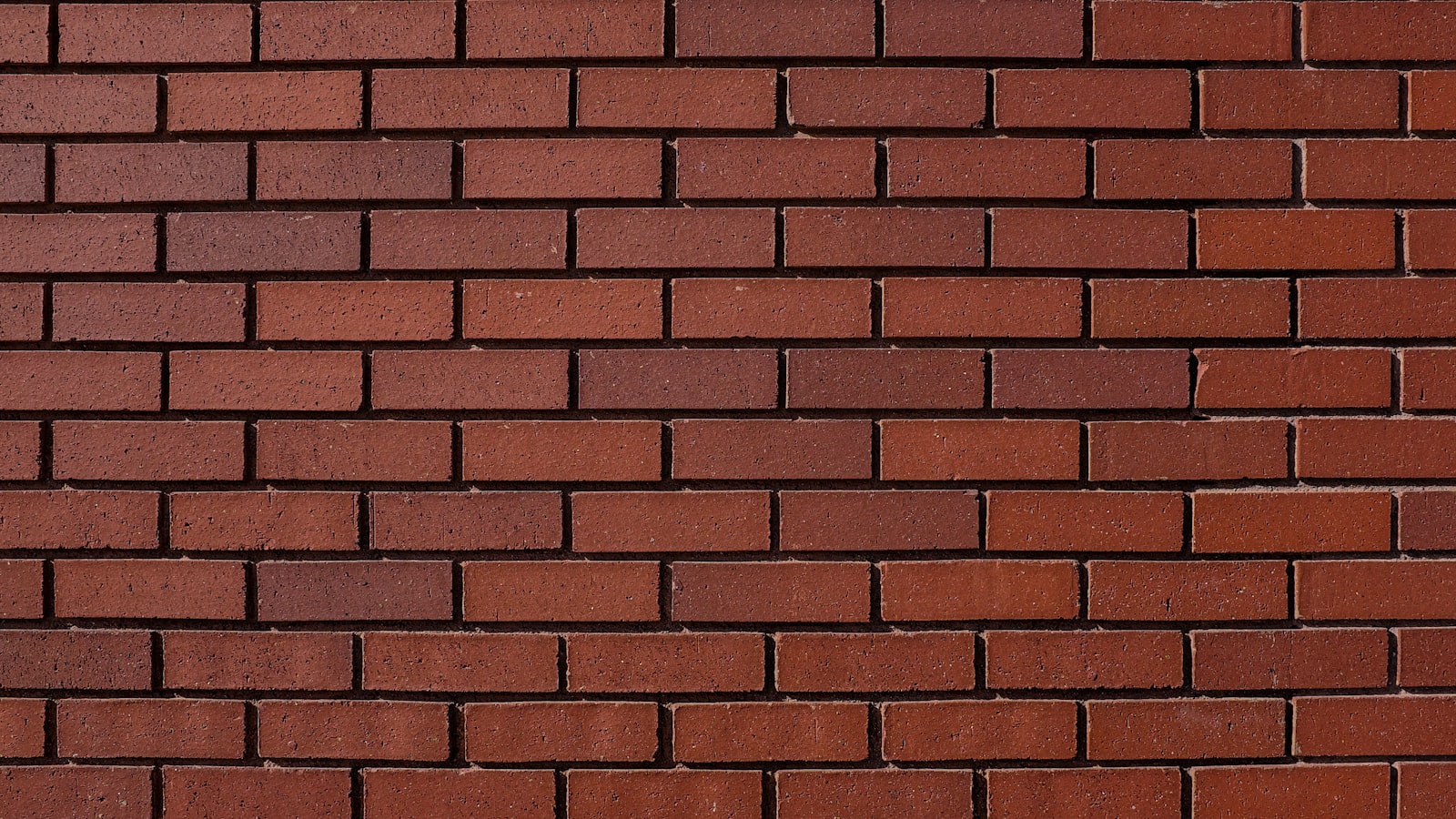 A wall of red bricks with mortar joints